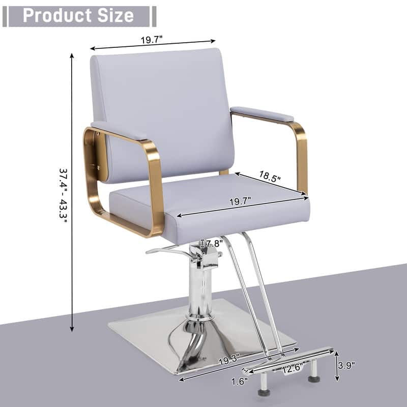 PVC Leather Stainless Steel Armrests Footrests Square Chassis Salon Chair - N/A