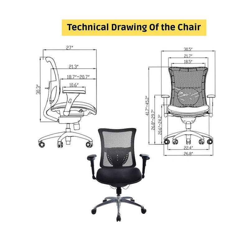Cubiclesdotcom IMPACT Ergonomic Mesh Office Chair, 3D Lumbar Support, 350 lbs, Black