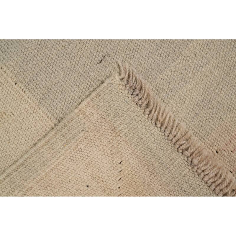 Hand Woven Oriental 100% Wool Carpet Southwestern Tribal Beige & Ivories Kilim Area Rug - 12' 9'' X 9' 9''