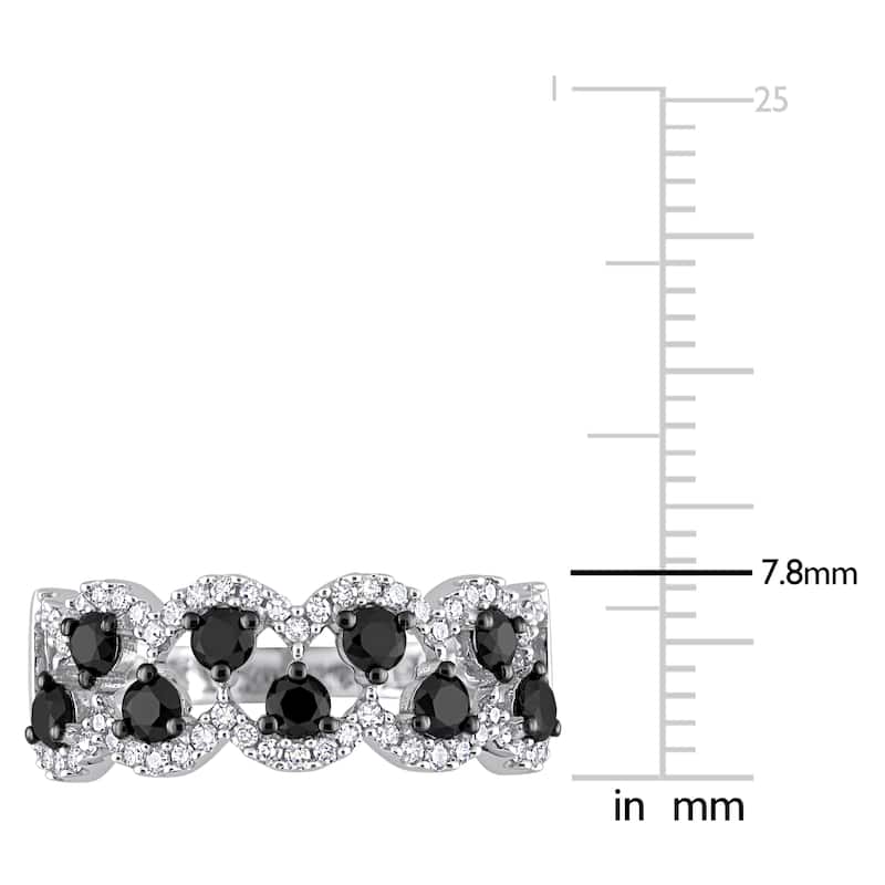 Miadora 1ct TDW Black & White Diamond Criss-Cross Ring in 10k White Gold with Black Rhodium Plating
