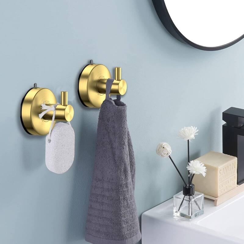 Bathroom Suction Cup Hooks 4 Piece Set 304 Stainless Steel 15lb Shower Hooks