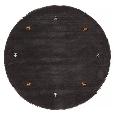 Kashkuli Gabbeh Charcoal Rug 3'10" x 3'11" - 3'10 x 3'11