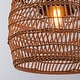 preview thumbnail 10 of 15, 1-Light Outdoor Wicker Rattan Pendant Light