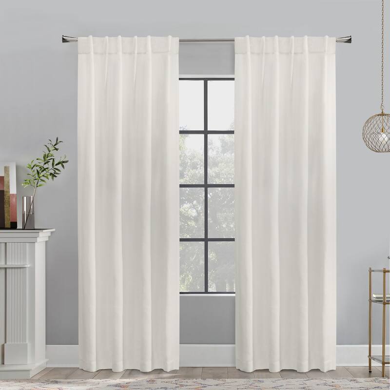 Mulberry Light Filtering Raw Silk Dual Header Curtain Panel by Habitat - 54" x 95" - White