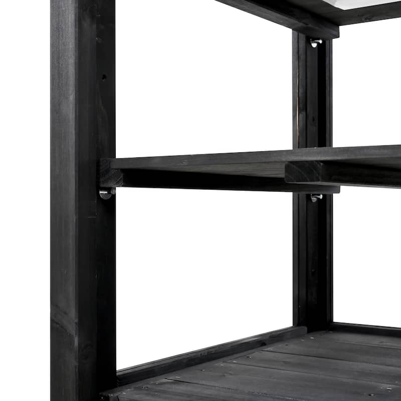 Roomfitters 62.4" Wood Garden Greenhouse with Movable Storage Box and Adjustable Shelves