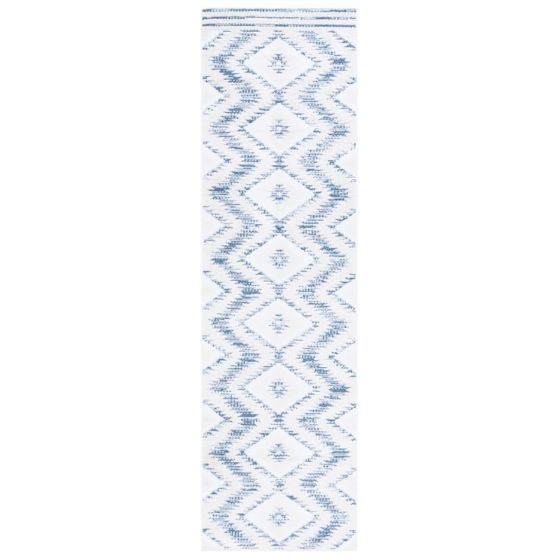 SAFAVIEH Alamo Ghica Rustic Boho Rug - 2'2" x 8' Runner - Ivory/Blue