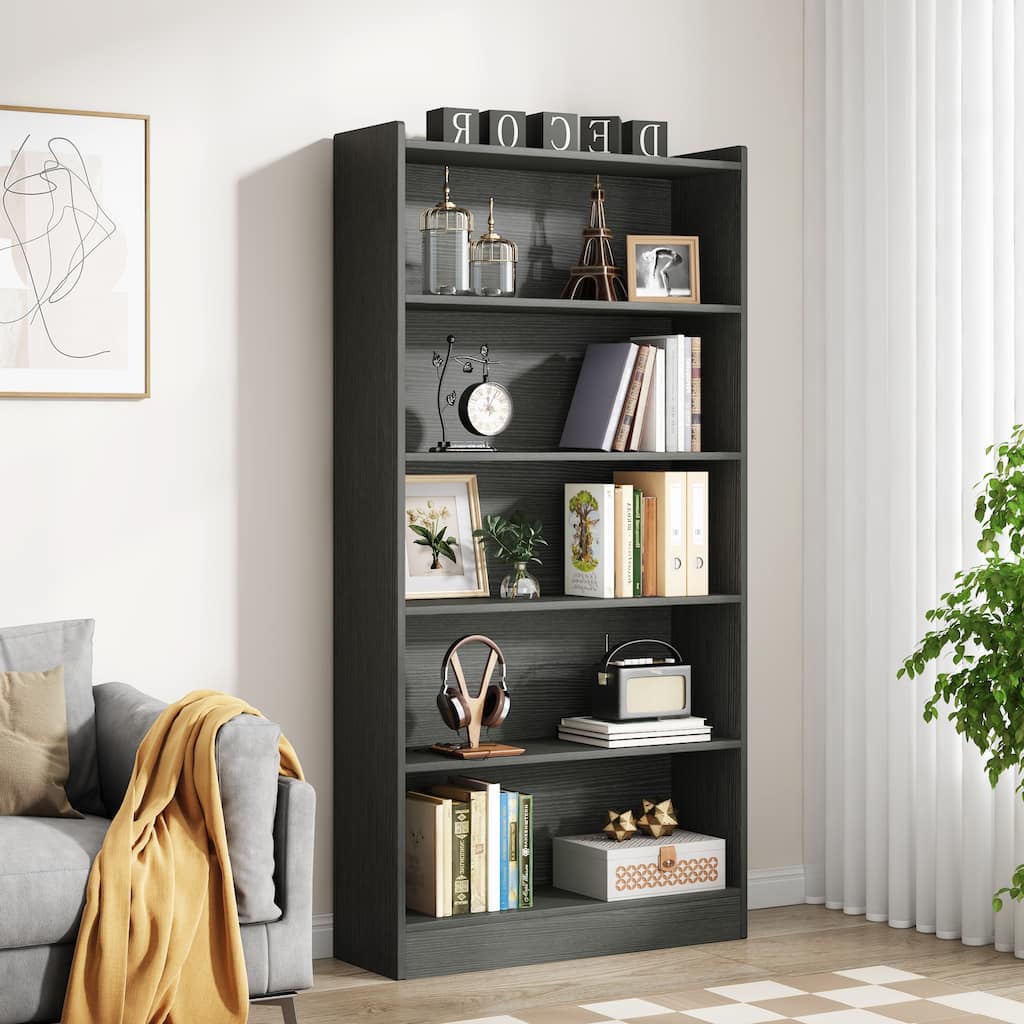 Modern 6 Tier Tall Bookcase with Storage Shelves