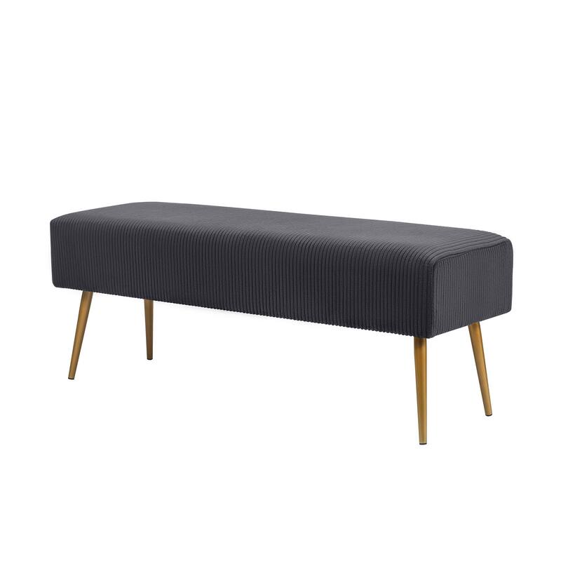 Adeco 43 Inch Velvet Bench Bed End Entryway Bench with Gold Legs