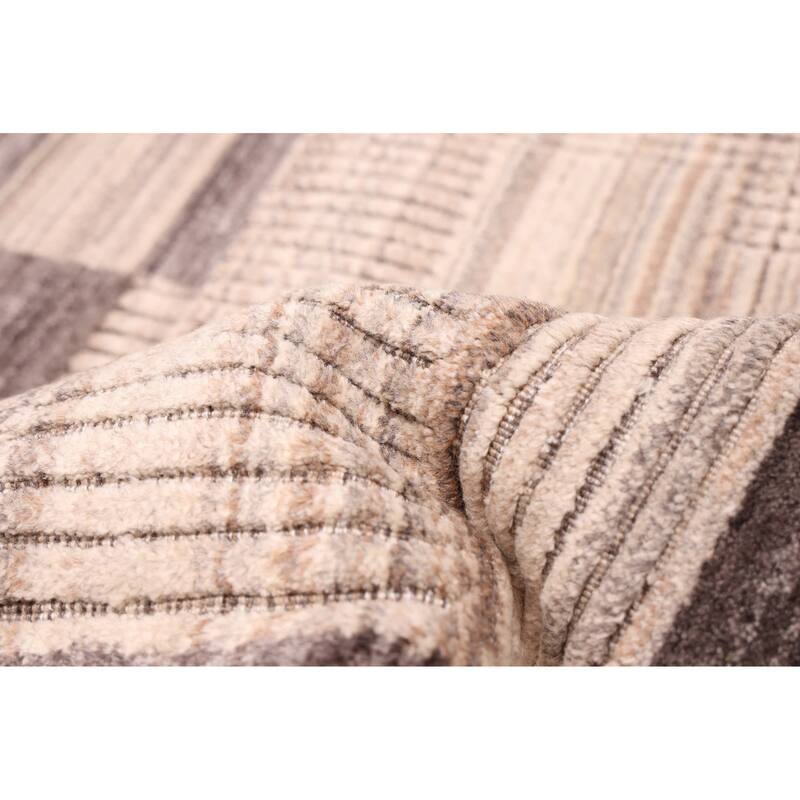 ECARPETGALLERY Hand Loomed Elysian Tan Wool Rug - 8'1 x 9'10