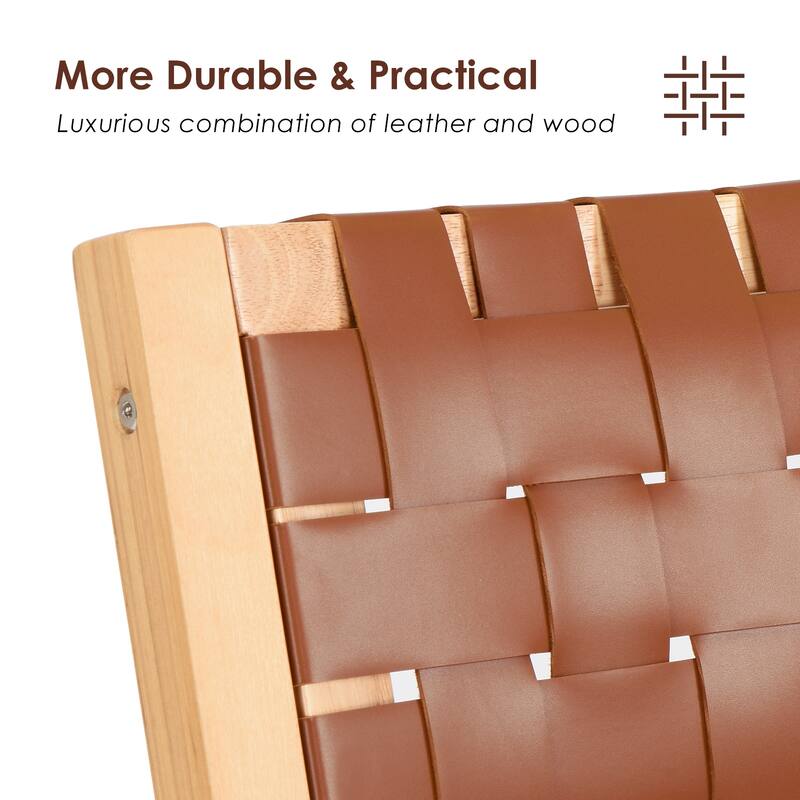 Wood Folding Chairs Set of 2, Wooden Indoor Stackable Dining Chairs for Kitchen & Dining Room Chair Woven Seat