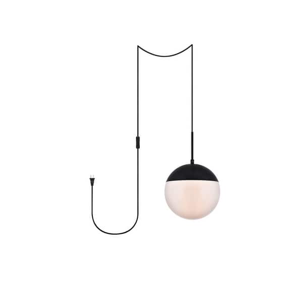 slide 2 of 11, Elian 1-Light Plug in Pendant with Frosted White Shade - Black - 10" Diameter