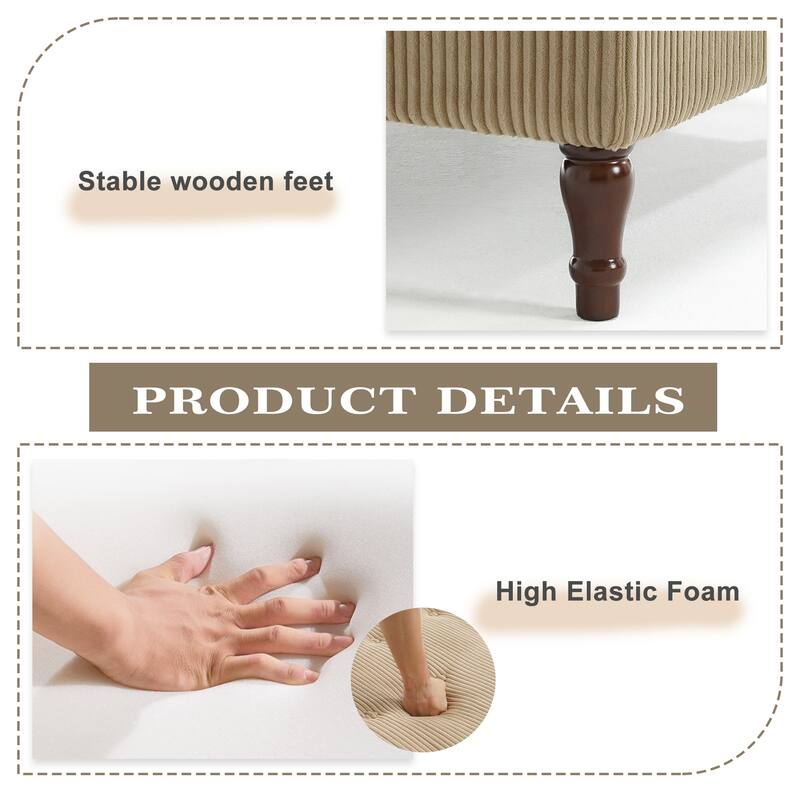 Modular Corduroy Tufted Storage Ottoman with Reversible Tabletop