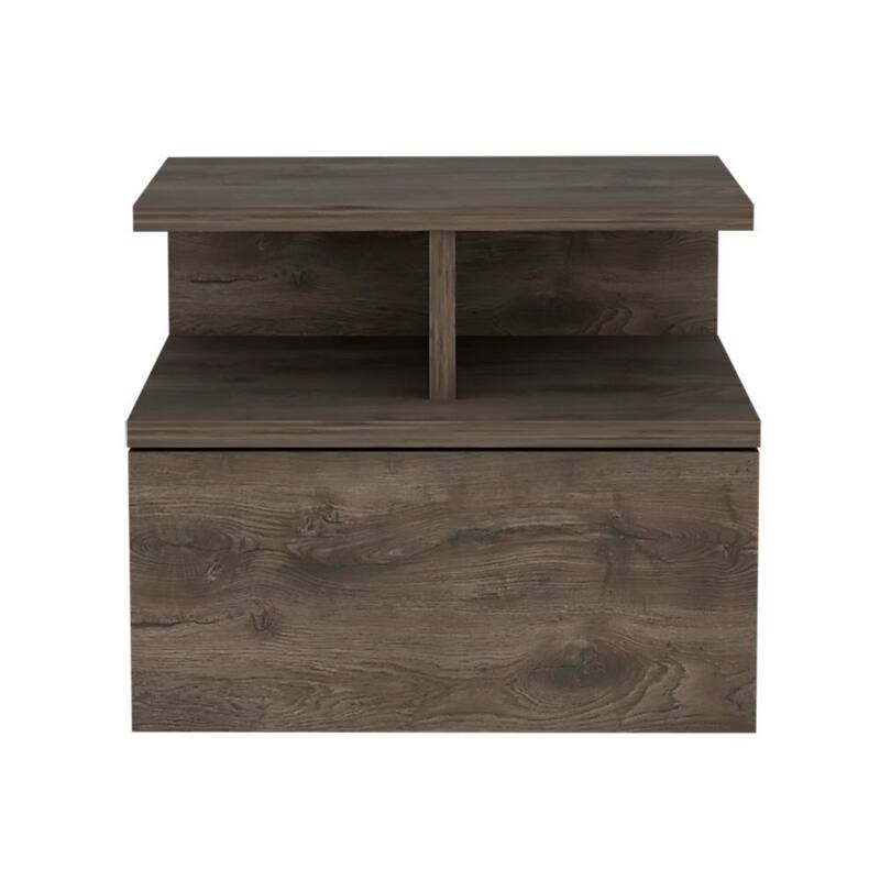 Adele Floating Nightstand with Open Shelf, Drawer, White
