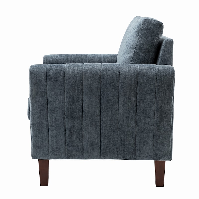 Ganymedes Upholstered Accent Club Chair with Wood Legs by HULALA HOME