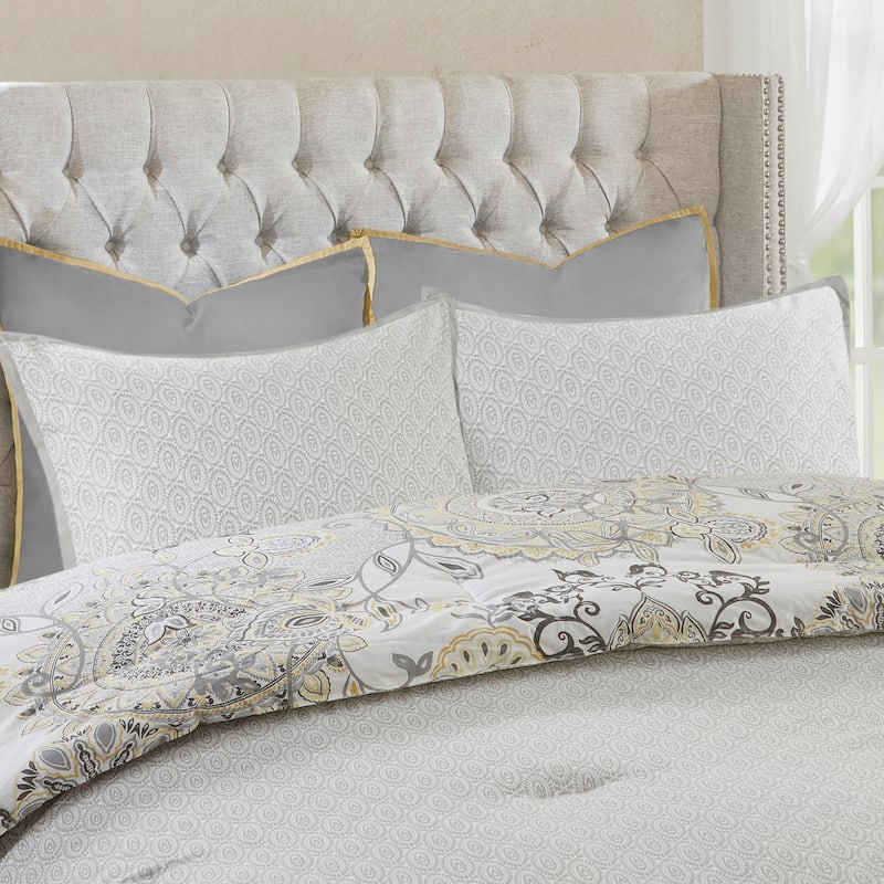 Madison Park Loleta 8 Piece Cotton Floral Printed Reversible Comforter Set