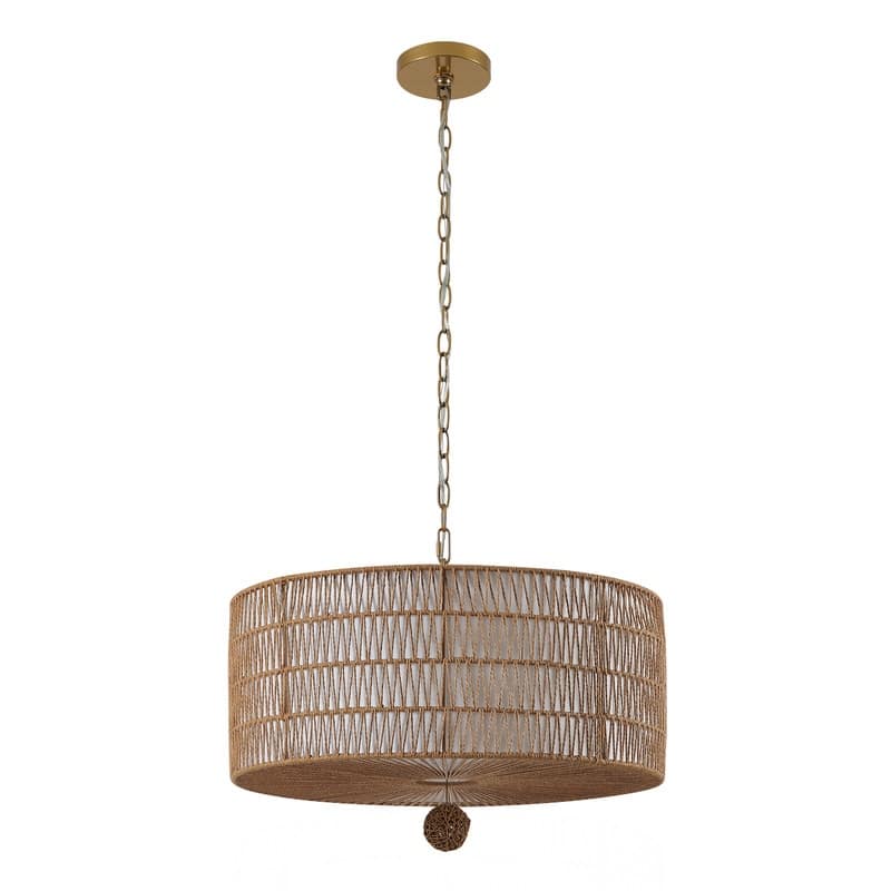 KAWOTI 5-Light Paper Woven Rope Chandelier - W24.25" x H16.25"(MaxH81.5")