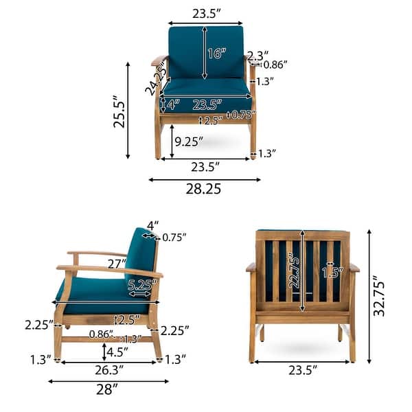 dimension image slide 0 of 5, Perla Acacia Wood 7-piece Outdoor Chat Set by Christopher Knight Home