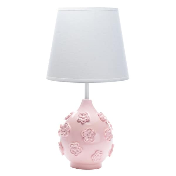 slide 2 of 4, Lambs & Ivy Signature Botanical Baby Pink Floral Nursery Lamp with Shade & Bulb