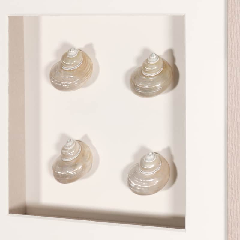 HUJI Handmade Pearlescent Sea Shell Shadow Box Wall Dwcor Set of 2 for Bedroom Bathroom
