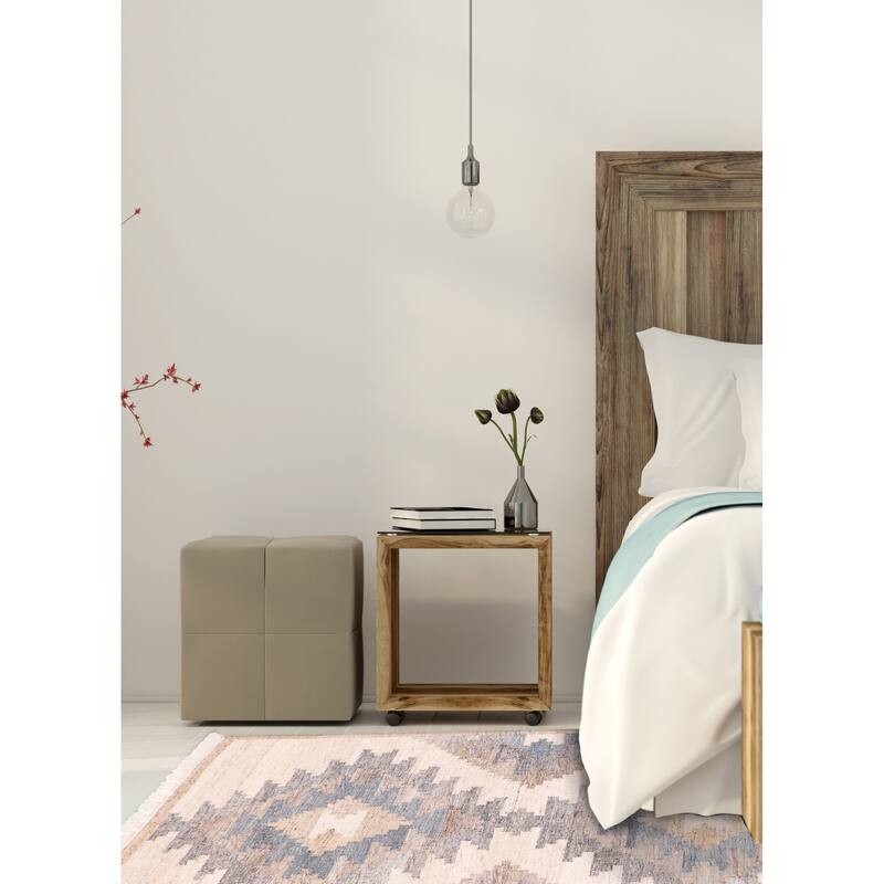 ECARPETGALLERY Flat-Weave Ankara FW Ivory Wool Kilim - 4'1 x 6'1