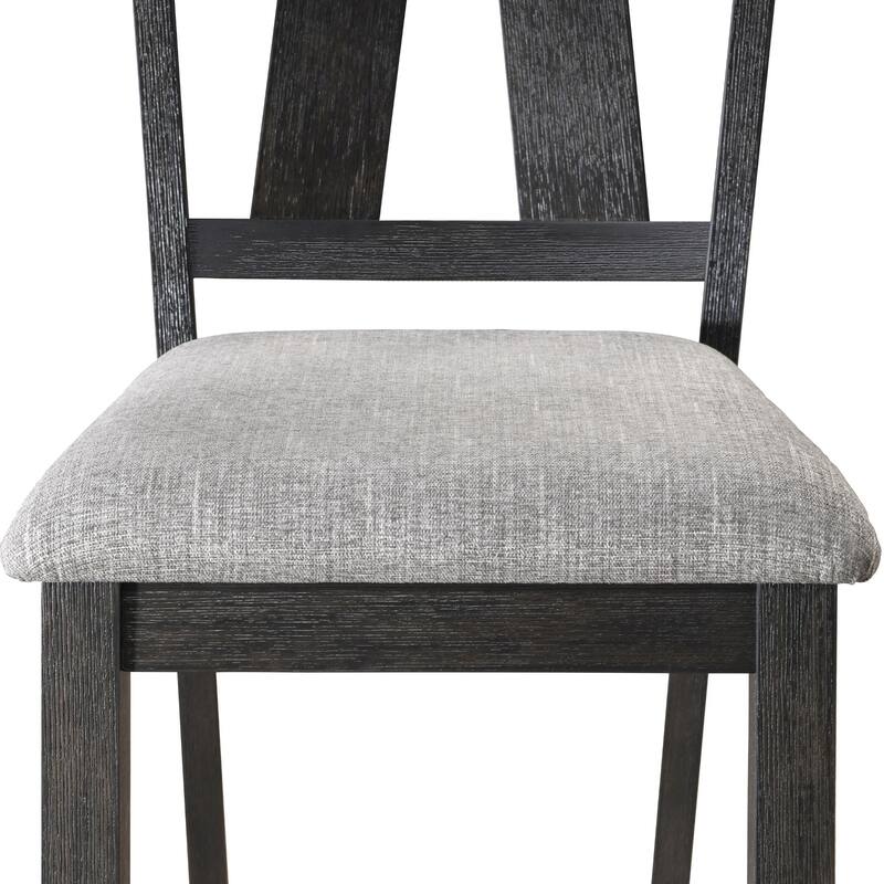 Riby Dining Chair Set of 2, Black Wood Frame, Gray Linen Seating