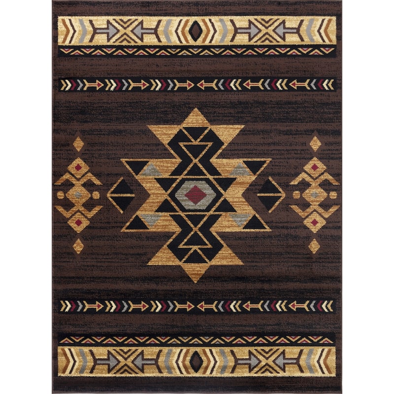 Tribes GC_YLS4005 Brown Southwest Area Rug - 5'3 x 7'3