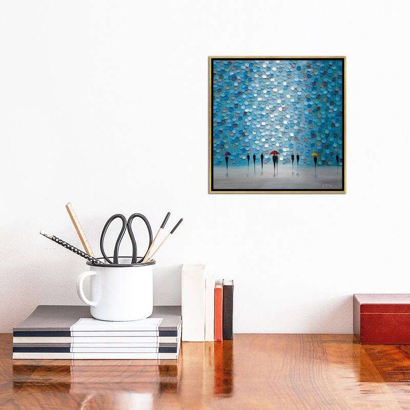 iCanvas "3 Tiny Umbrellas" by Ekaterina Ermilkina Framed Canvas Print