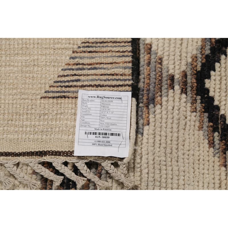 Modern Geometric Moroccan Area Rug Handmade Wool Carpet - 7'11"x 10'5"