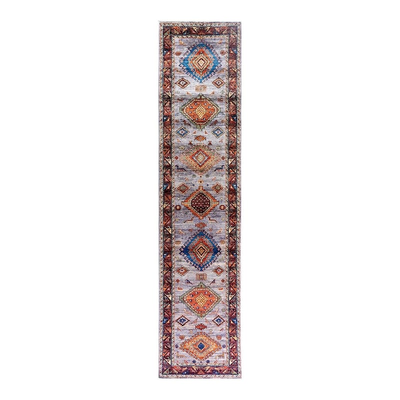 Serapi One-of-a-Kind Hand-Knotted Runner Rug - Purple, 2' 8" x 11' 7" - 2' 8" x 11' 7"