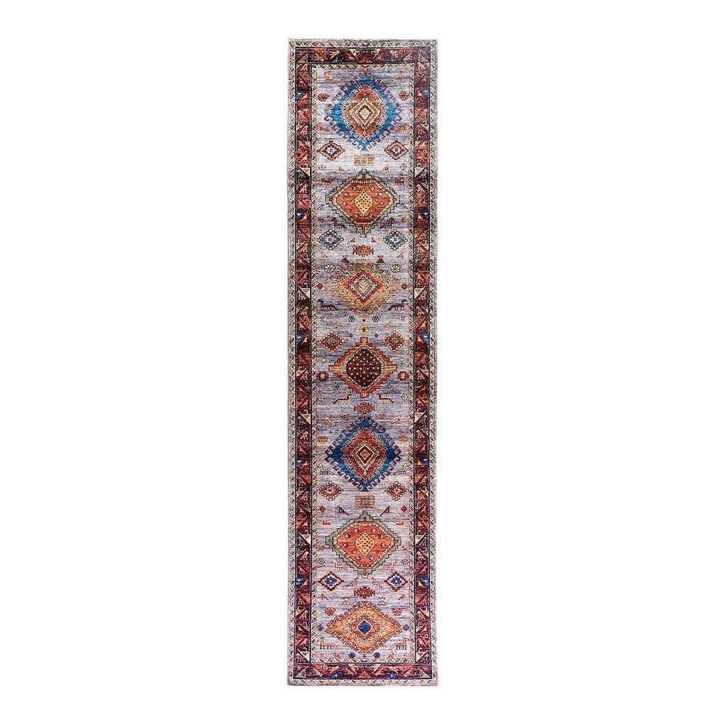 Serapi One-of-a-Kind Hand-Knotted Runner Rug - Purple, 2' 8" x 11' 7" - 2' 8" x 11' 7"
