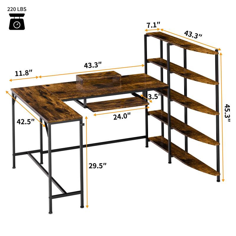 Futzca L Shaped Computer Desk with Monitor Stand