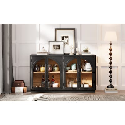 Sideboard with 4 Glass Doors and Adjustable Shelves