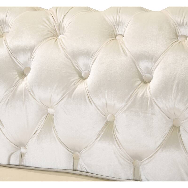 High-End European Design Velvet Chesterfield Sofa with Gold Stainless Steel Legs - 3-Seat Couch