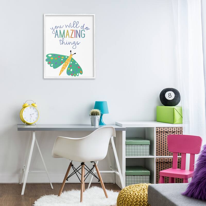 Stupell Amazing Things with Dragonfly Framed Giclee Art Design By Kim Allen