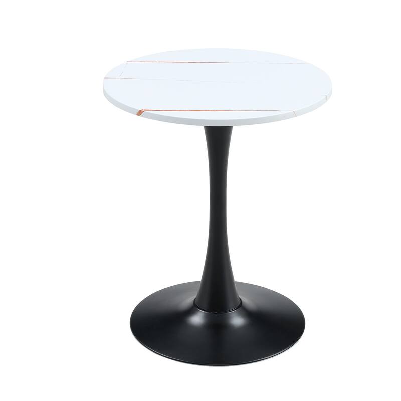 Round Thickened Table Top Coffee Table, Metal Pedestal Side Table Modern Bistro Table