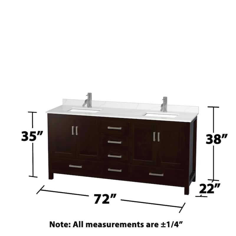 Sheffield 72-inch Double Vanity, Single Hole Quartz Top