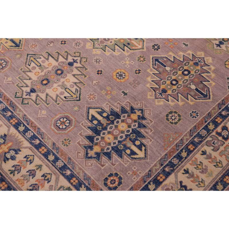Southwestern Kazak Valery Purple/Beige Wool Rug - 8'0'' x 10'3''