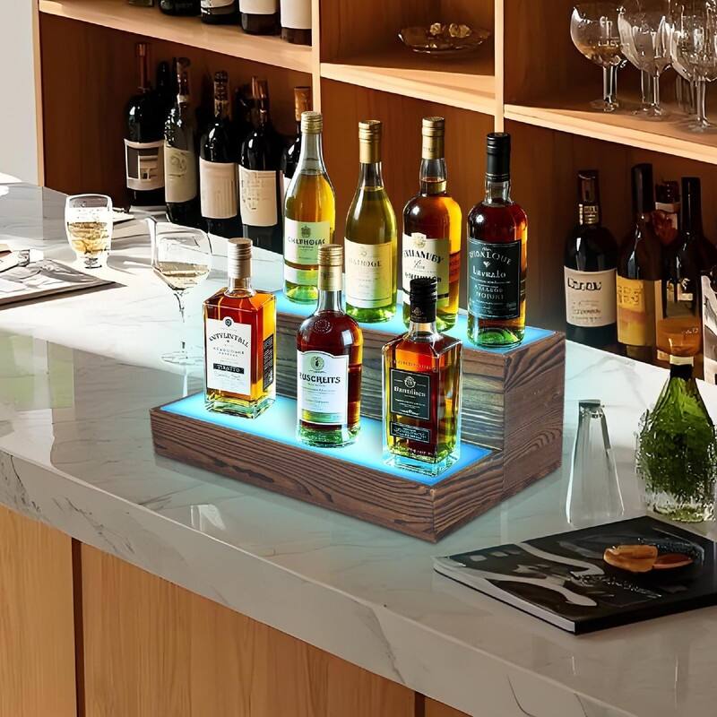 Wine Rack with LED Light - 16.1"D x 9.5"W x 5.9"H