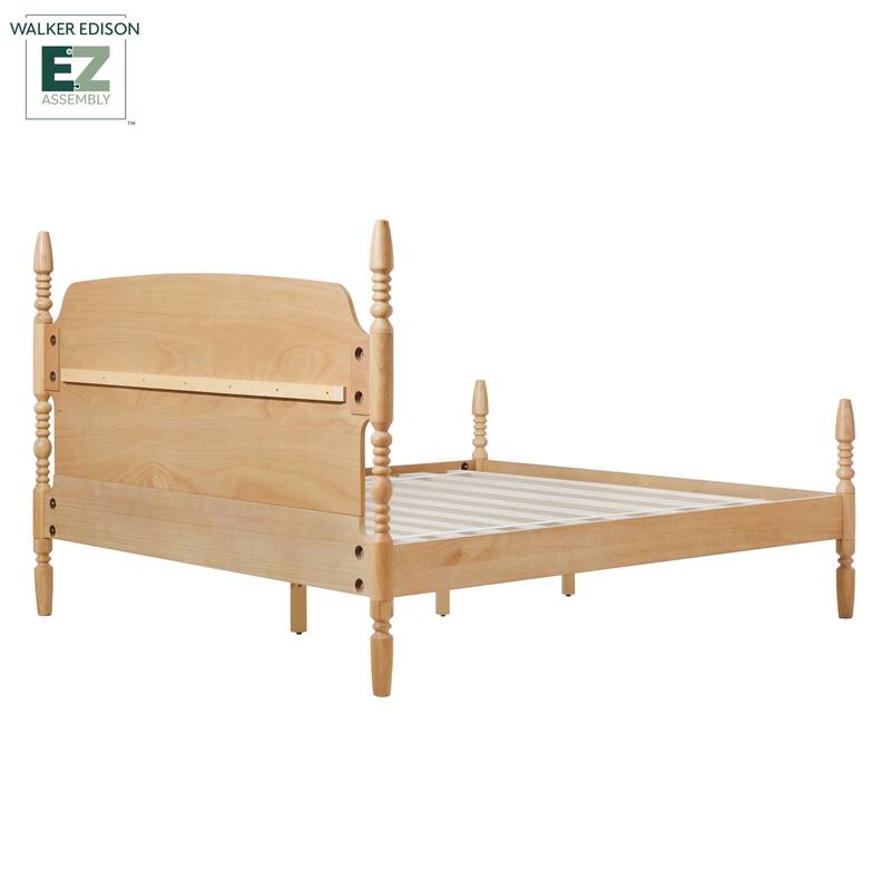 Walker Edison Easy Assembly Solid Wood King Bed with Wood-Turning Detail