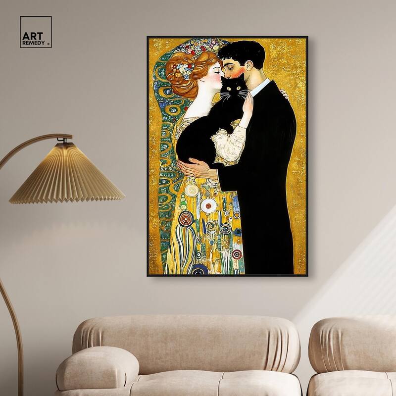 Kiss with Cat Canvas by Art Remedy