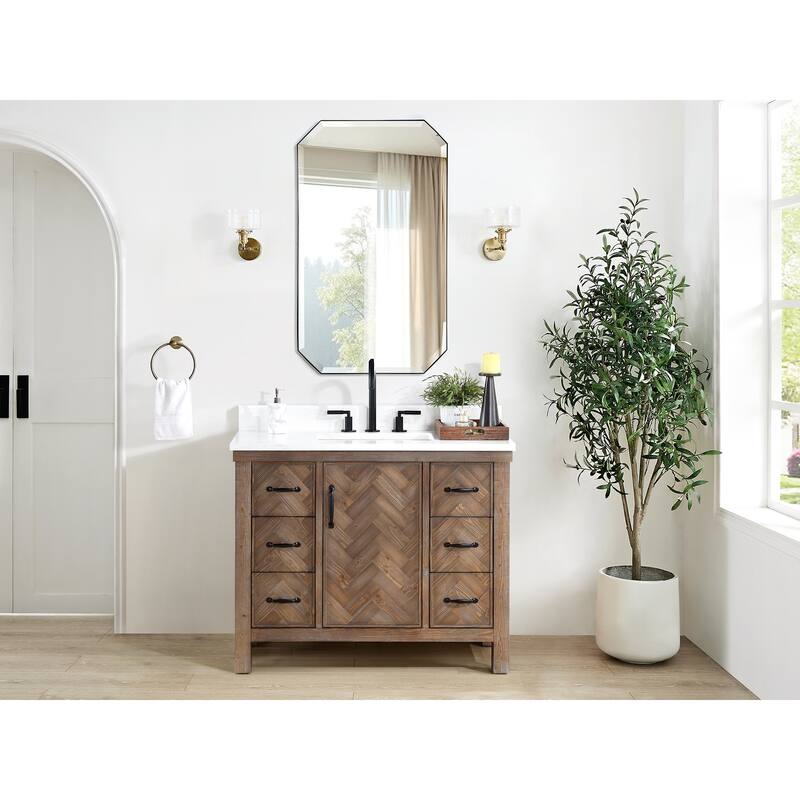 Javier Bath Vanity with Composite Stone Top without Mirror
