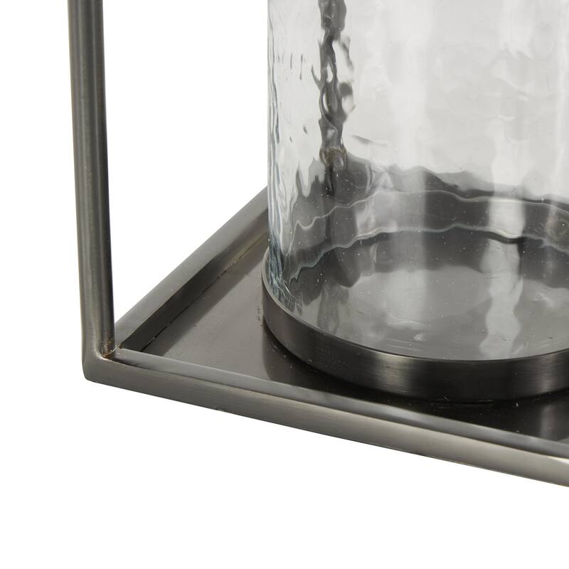 Metal Open Frame Candle Lantern with Rectangle Handles - Silver - Roche River Decor