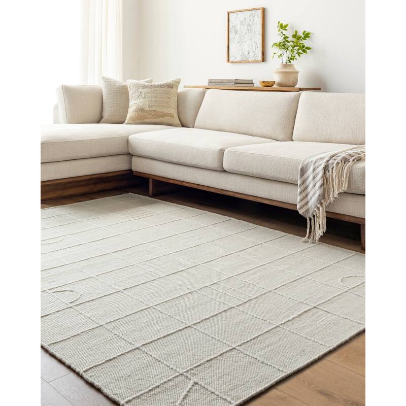 Abigale Transitional Checkered Wool Area Rug