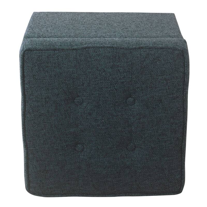 Square Tufted Storage Ottoman - Textured Navy