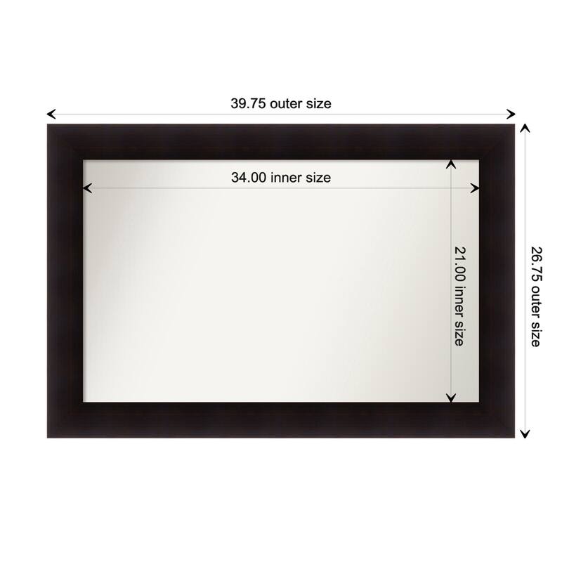 Portico Espresso Framed Non-Beveled Custom Wall Mirror, Bathroom Vanity Mirror - Outer Size: 39.75 x 26.75