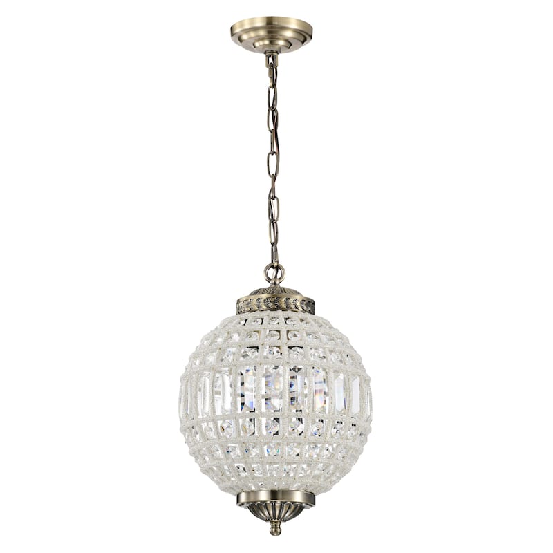 Gaskara 3-light 11-inch Crystal Antique Gold Globe Pendant