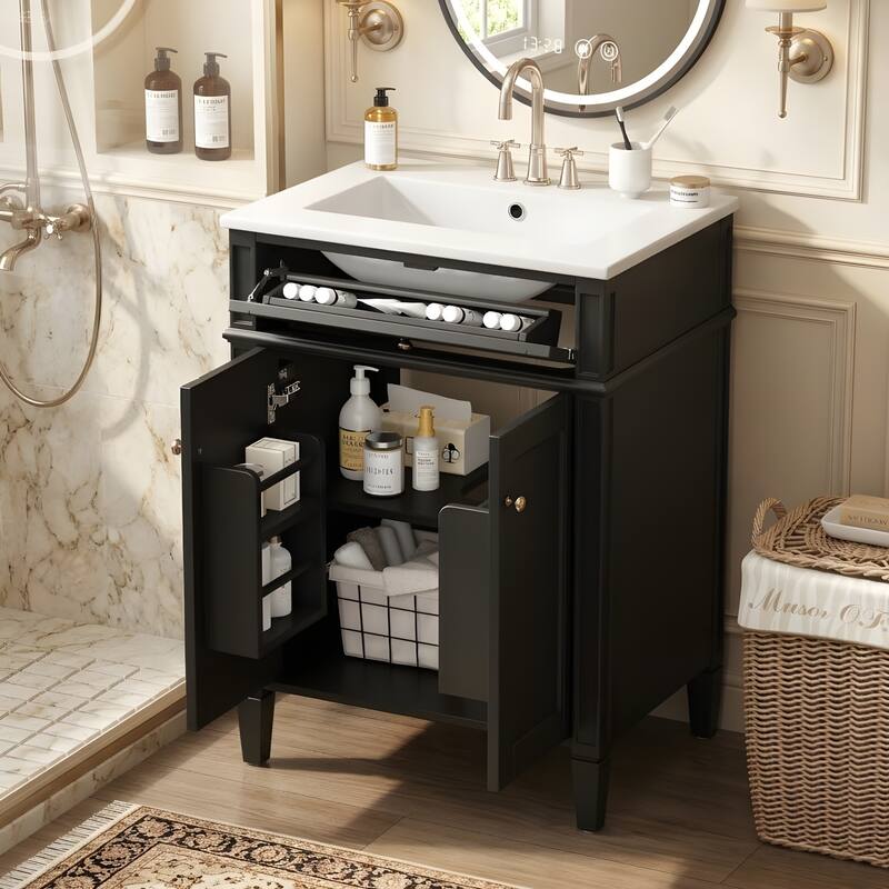 Bathroom Storage Cabinet with Sink, Soft-Closing Doors with Organizers