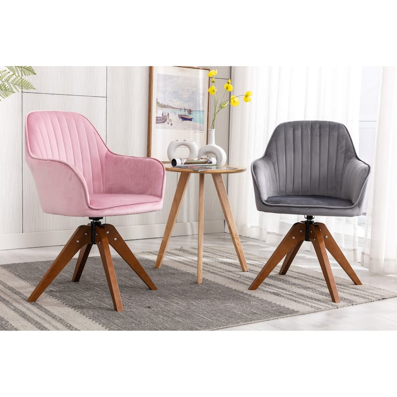 Porthos Home Oana Velvet/ Beechwood Swivel Dining Chair