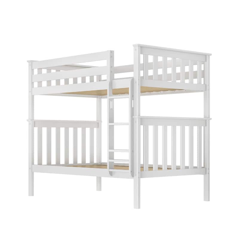 Now Furniture Solid Wood Twin Over Twin Bunk Bed with Straight Ladder