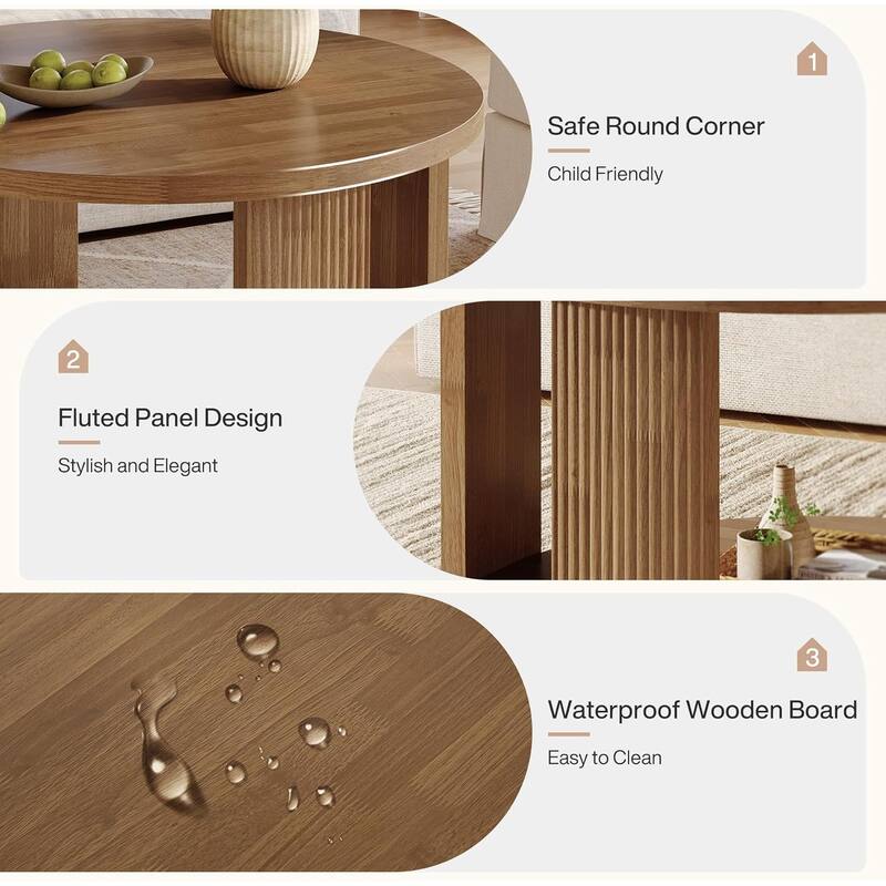 2-Tier Round Coffee Table for Living Room